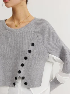 Online Color Block Panel Knit Top Sweater Tops|Sweaters & Cardigans