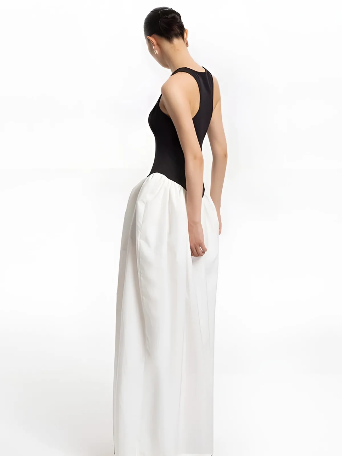 Online Color Block Panel Pockets Dress White Dresses|Casual Dresses