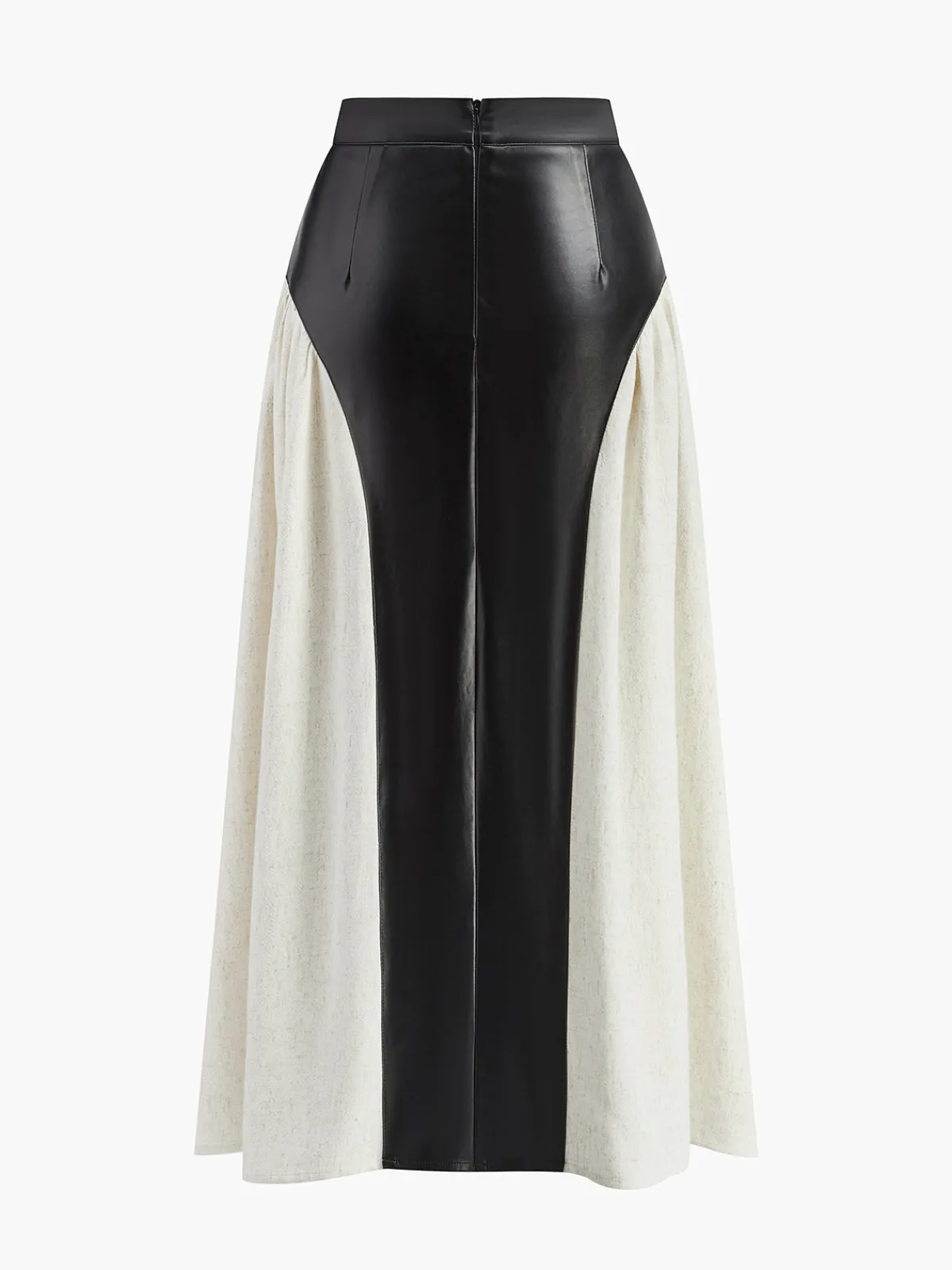 Best Color Block Pleated Faux Leather Panel Skirt Skirts|Bottoms