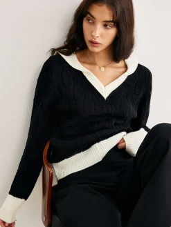 Discount Color Block V-Neck Twist Sweater Sweater Tops|Sweaters & Cardigans