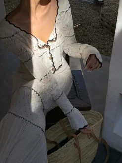 Online Contrast Binding Knit Maxi Skirt Skirts|Knitwear