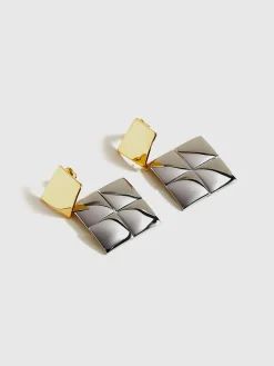 Clearance Contrast Color Square Pendant Earrings Earrings|Accessories
