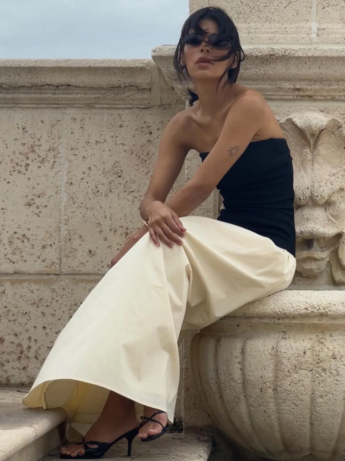 Clearance Contrast Color Tube Long Dress Casual Dresses|Work Dresses