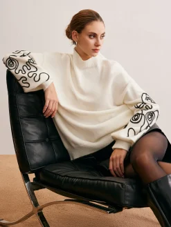 Contrast Curve Shift Sweater Sweater Tops|Sweaters & Cardigans