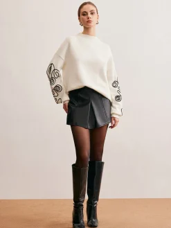 Contrast Curve Shift Sweater Sweater Tops|Sweaters & Cardigans