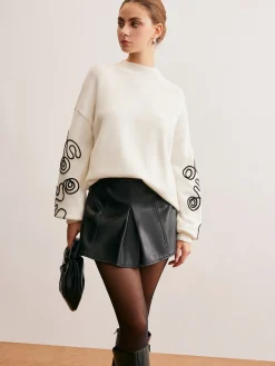 Contrast Curve Shift Sweater Sweater Tops|Sweaters & Cardigans