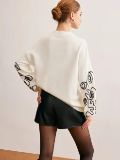 Contrast Curve Shift Sweater Sweater Tops|Sweaters & Cardigans