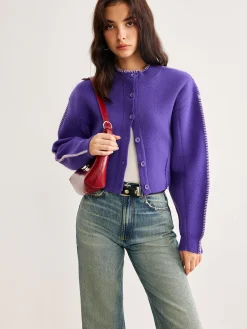 Discount Contrast Trim Breasted Crop Cardigan Cardigans|Sweaters & Cardigans