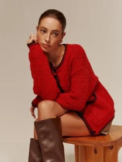 Outlet Contrast Trim Pockets Button Cardigan Cardigans|Sweaters & Cardigans