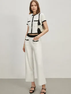 New Contrast Trim Pockets Sweater Pants Pants|Knitwear