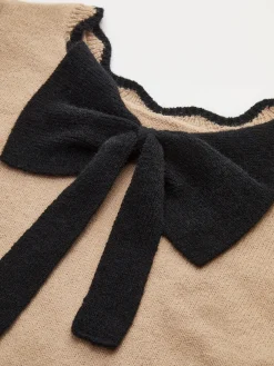 Discount Contrast Wave Trim Bow Sweater Sweater Tops|Sweaters & Cardigans