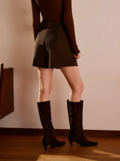 Corduroy Pockets Belted Skort Skirts|Bottoms