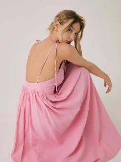 Online Cotton & Linen Backless Long Dress Casual Dresses|Summer Dresses