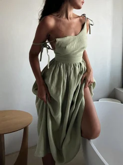 Online Cotton & Linen Backless Long Dress Casual Dresses|Summer Dresses