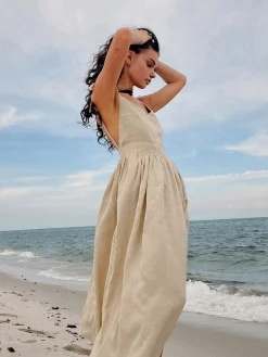New Cotton & Linen Backless Long Dress Casual Dresses|Summer Dresses