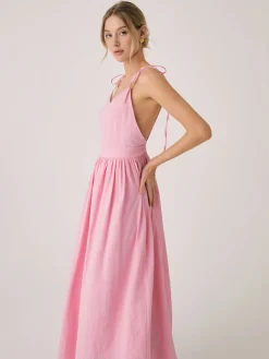 New Cotton & Linen Backless Long Dress Casual Dresses|Summer Dresses