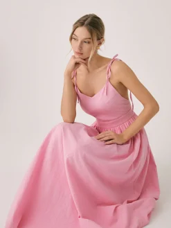 New Cotton & Linen Backless Long Dress Casual Dresses|Summer Dresses