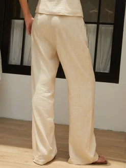 Sale Cotton & Linen Cami Top with Straight Leg Pants Set Pants Sets|Matching Sets