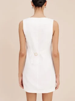 Clearance Cotton Button-Front Short Dress White Dresses|Black Dresses