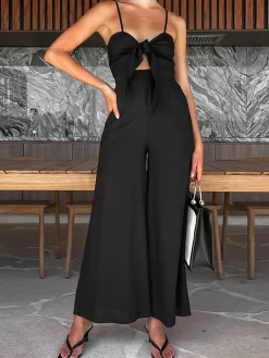 Outlet Cotton Twist Detail Jumpsuit Black Dresses|Jumpsuits & Rompers