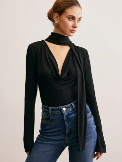 Best Cowl Neck Ribbon T-Shirt T-shirts|Tops