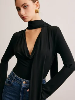 New Cowl Neck Ribbon T-Shirt T-shirts|Tops