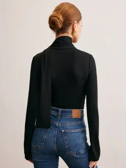 New Cowl Neck Ribbon T-Shirt T-shirts|Tops