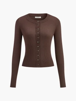 Sale Crew Neck Breasted Cardigan Cardigans|Sweaters & Cardigans
