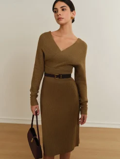 Clearance Criss Cross Sweater Dress Without Belt Sweater Dresses|Vacation Dresses