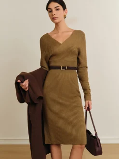 Online Criss Cross Sweater Dress Without Belt Sweater Dresses|Vacation Dresses