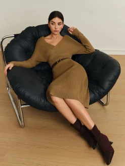 Online Criss Cross Sweater Dress Without Belt Sweater Dresses|Vacation Dresses