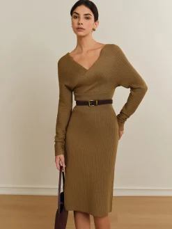 Online Criss Cross Sweater Dress Without Belt Sweater Dresses|Vacation Dresses