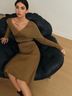 Online Criss Cross Sweater Dress Without Belt Sweater Dresses|Vacation Dresses
