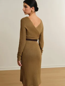 Online Criss Cross Sweater Dress Without Belt Sweater Dresses|Vacation Dresses