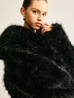 Outlet Crop Faux Fur Warm Coat Outerwear|Crop Tops