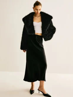 Outlet Crop Faux Fur Warm Coat Outerwear|Crop Tops