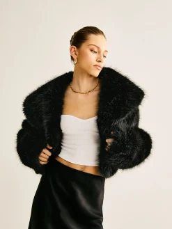 Outlet Crop Faux Fur Warm Coat Outerwear|Crop Tops