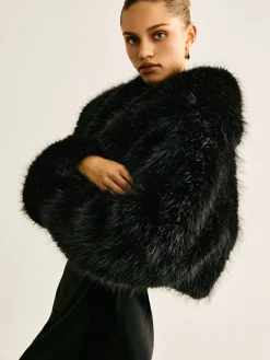 Outlet Crop Faux Fur Warm Coat Outerwear|Crop Tops