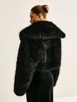Outlet Crop Faux Fur Warm Coat Outerwear|Crop Tops