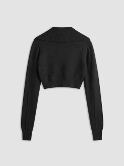 New Cropped Cardigan with Collar Cardigans|Sweaters & Cardigans