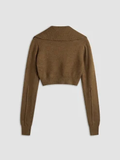 Hot Cropped Cardigan with Collar Cardigans|Sweaters & Cardigans