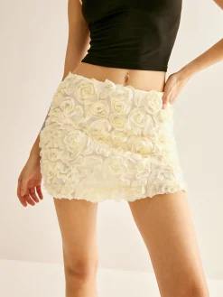 Hot 3D Flower Chiffon Mini Skirt Skirts|Bottoms