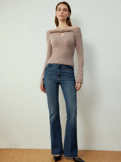 Best Detachable Belt Cinched Knit Top Sweater Tops|Sweaters & Cardigans