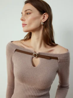 Hot Detachable Belt Cinched Knit Top Sweater Tops|Sweaters & Cardigans