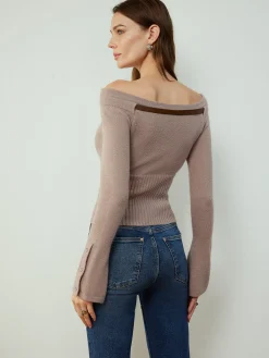 Hot Detachable Belt Cinched Knit Top Sweater Tops|Sweaters & Cardigans