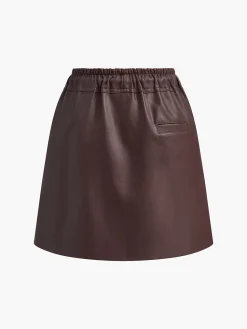 Discount Drawstring Faux Leather Skirt Skirts|Bottoms