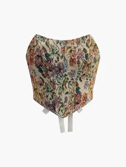 Sale Drawstring Floral Corset Corset Tops|Tops
