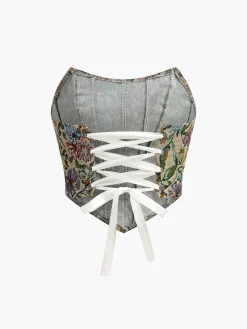 Sale Drawstring Floral Corset Corset Tops|Tops