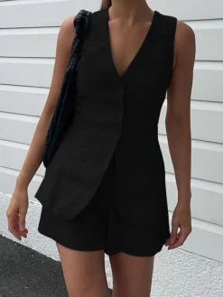 Hot Drawstring Split Casual Shorts Set Shorts Sets|Shorts