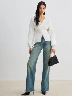 Hot Elegant Button Slit Cinched Cardigan Cardigans|Sweaters & Cardigans